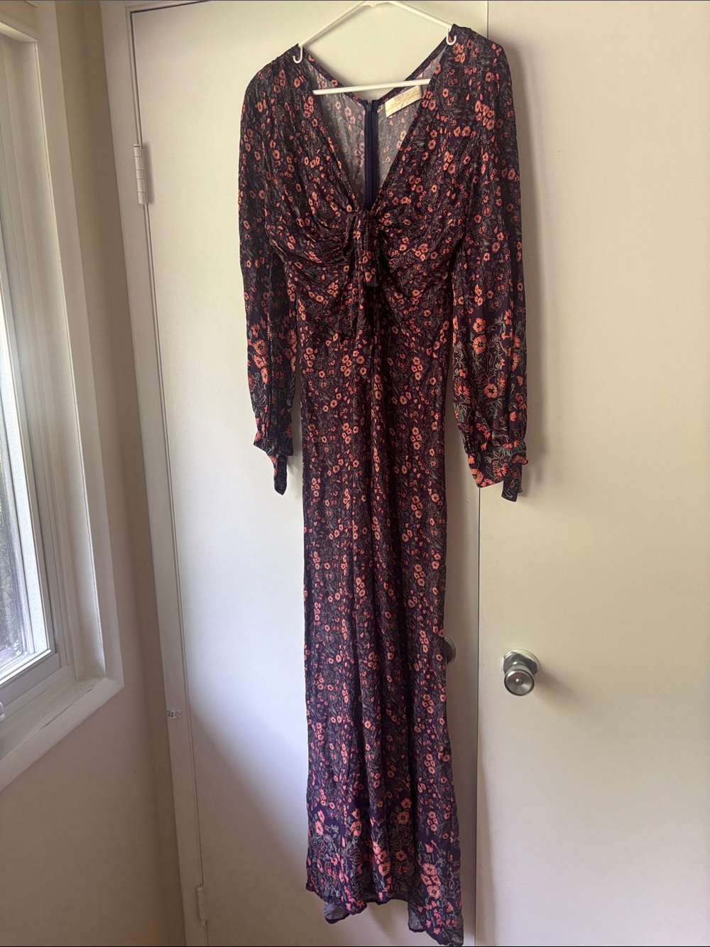 Natalie Martin Black Maxi Dress with Coral Floral